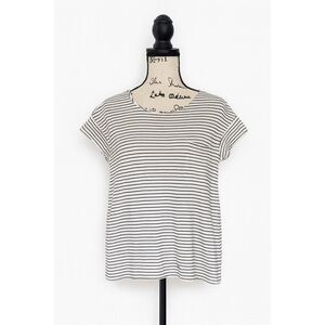 Mango MNG Women’s Striped T-Shirt SZ S – Black & White Cotton Tee